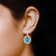 Load image into Gallery viewer, Double Halo Oval cut Earrings - Saivi Jewels
