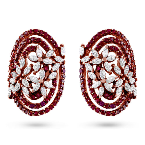 Icy & Burgundy Disk Earrings - Saivi Jewels