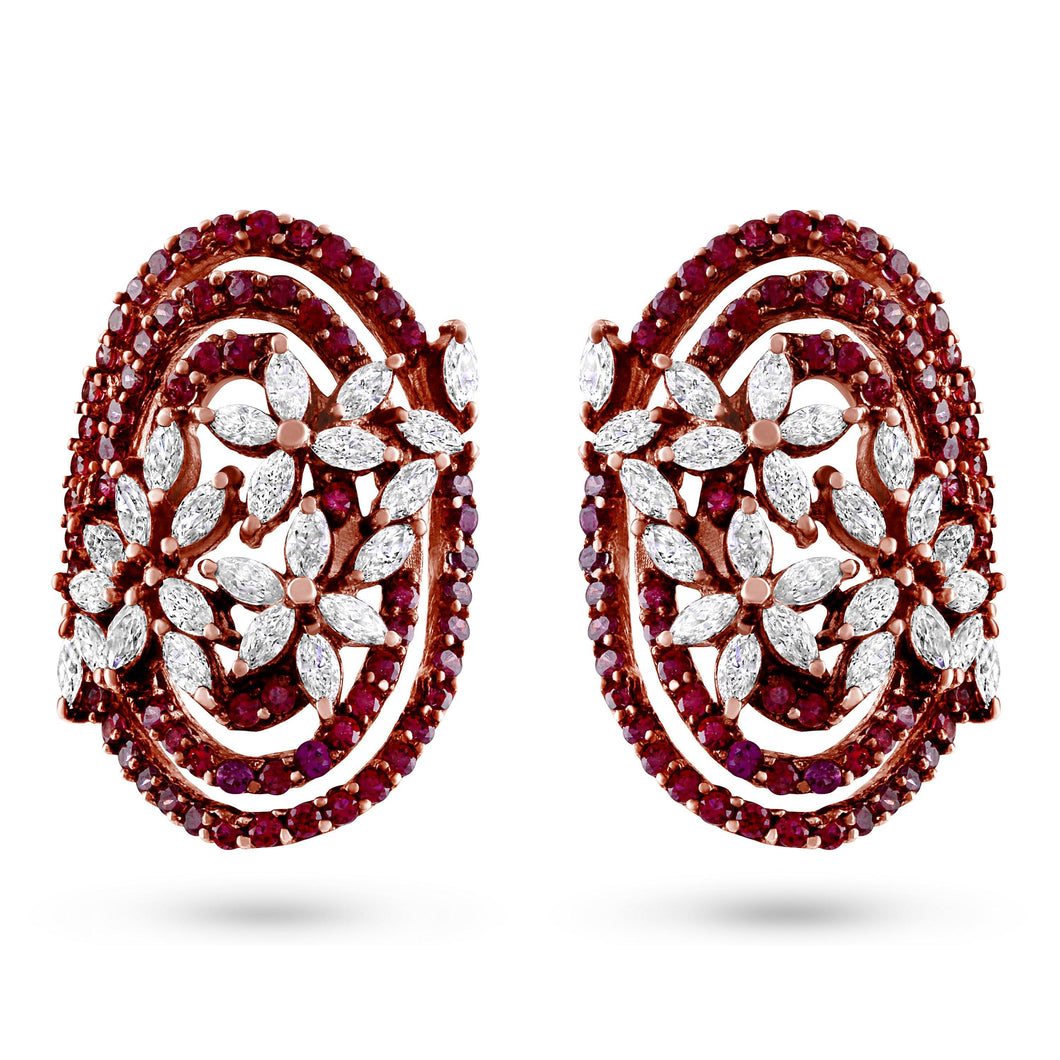 Icy & Burgundy Disk Earrings - Saivi Jewels