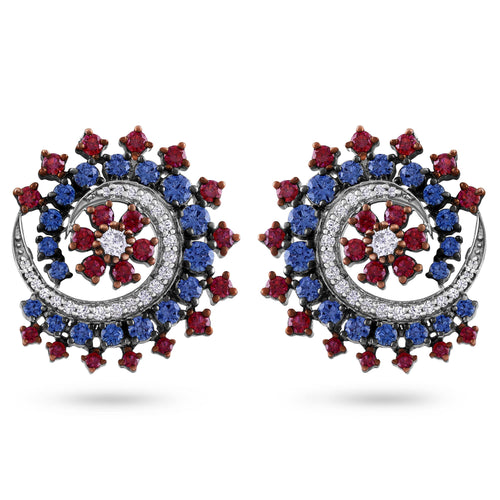 Multicolour Spiral Disk Studs - Saivi Jewels