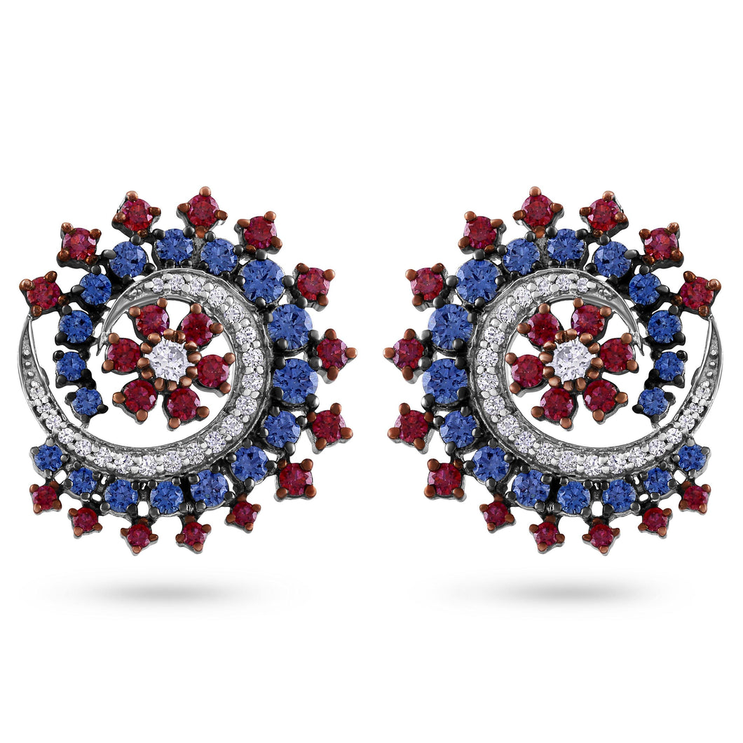 Multicolour Spiral Disk Studs - Saivi Jewels