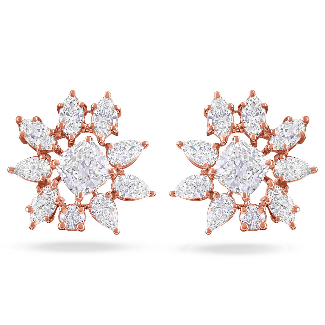 Icy Golden Cluster Earrings (Type 1) - Saivi Jewels