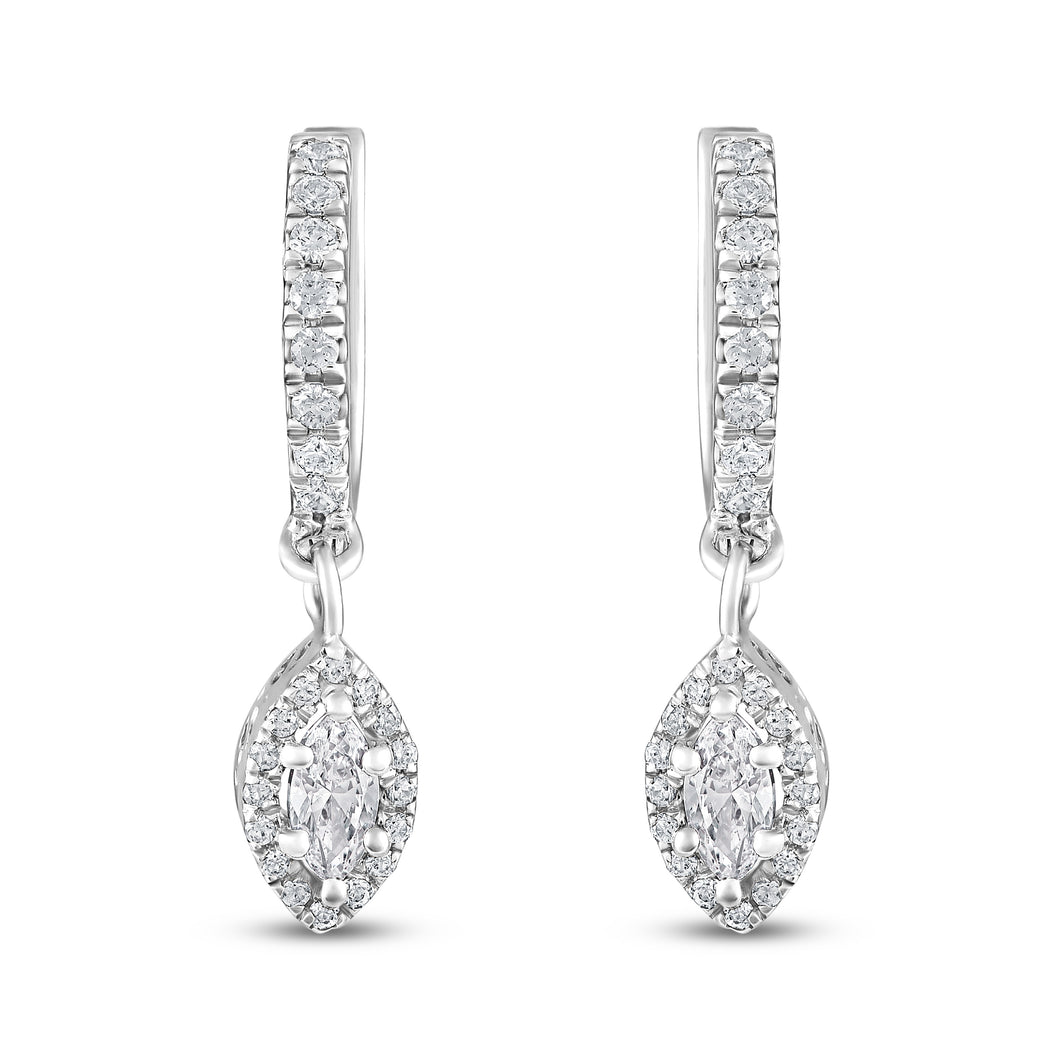 The Evergreen Marquise Halo - Dangler Hoop