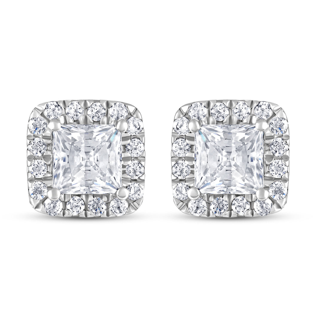 The Evergreen Princess Cut Halo - Studs