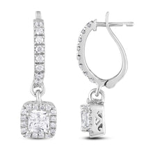 Load image into Gallery viewer, The Evergreen Princess Cut Halo - Dangler Hoop
