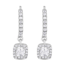 Load image into Gallery viewer, The Evergreen Princess Cut Halo - Dangler Hoop
