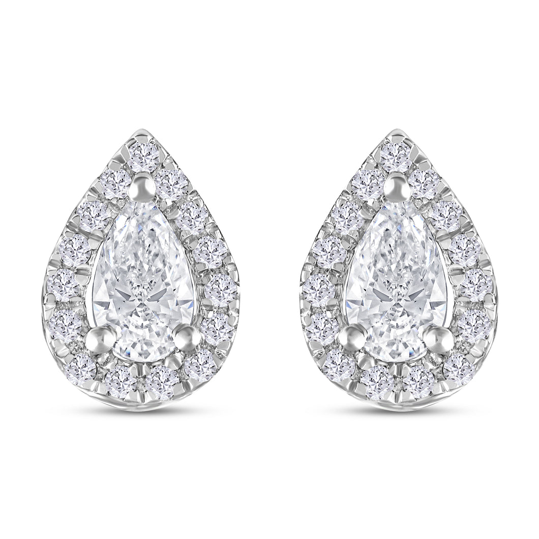 The Evergreen Pear Shaped Halo - Studs