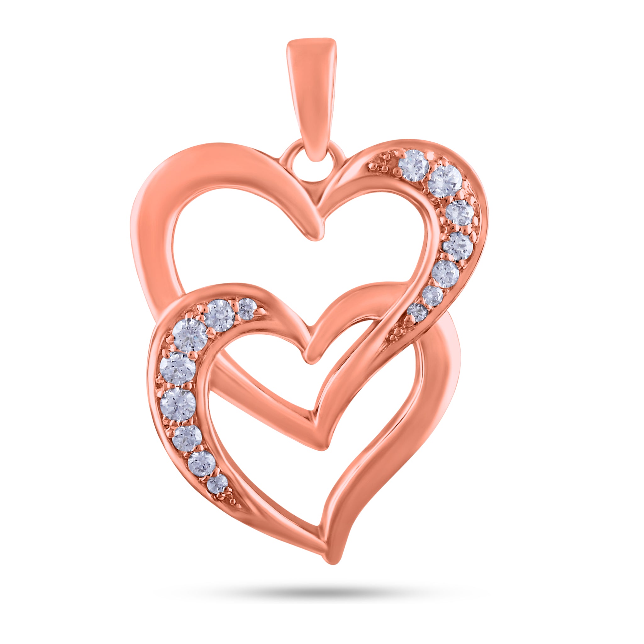 14K Yellow Gold .01ct. Diamond Entwined Heart Necklace Chain Slide Pendant  Charm Love Multiple: 39847991869509