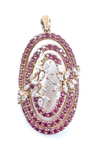 Disk Pendant With Rose & White - Saivi Jewels