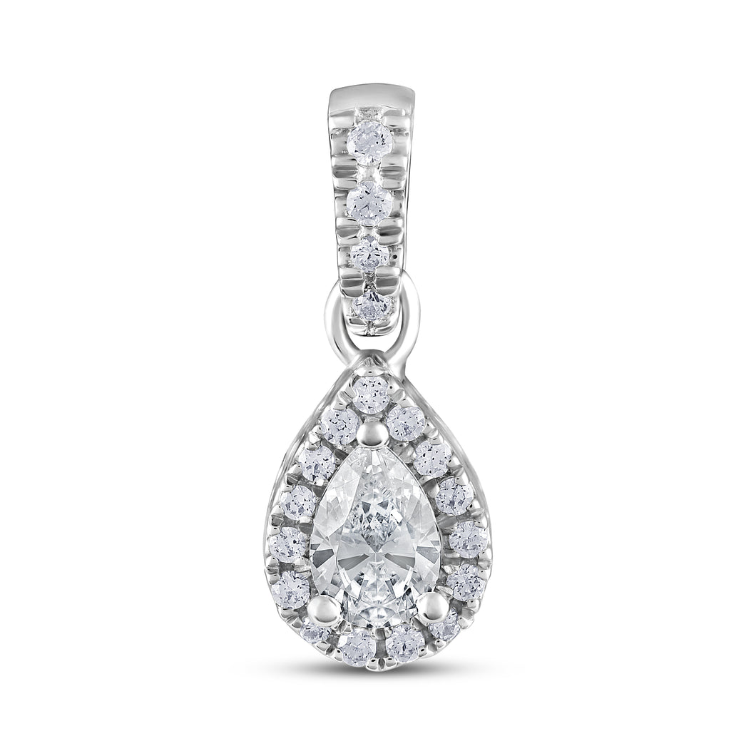 The Evergreen Pear shape Halo - Pendant