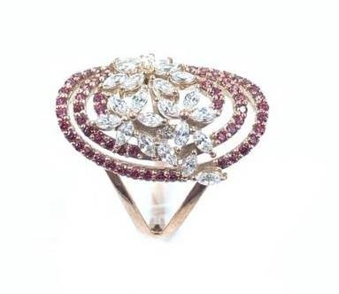 Icy & Burgundy Disk Ring - Saivi Jewels